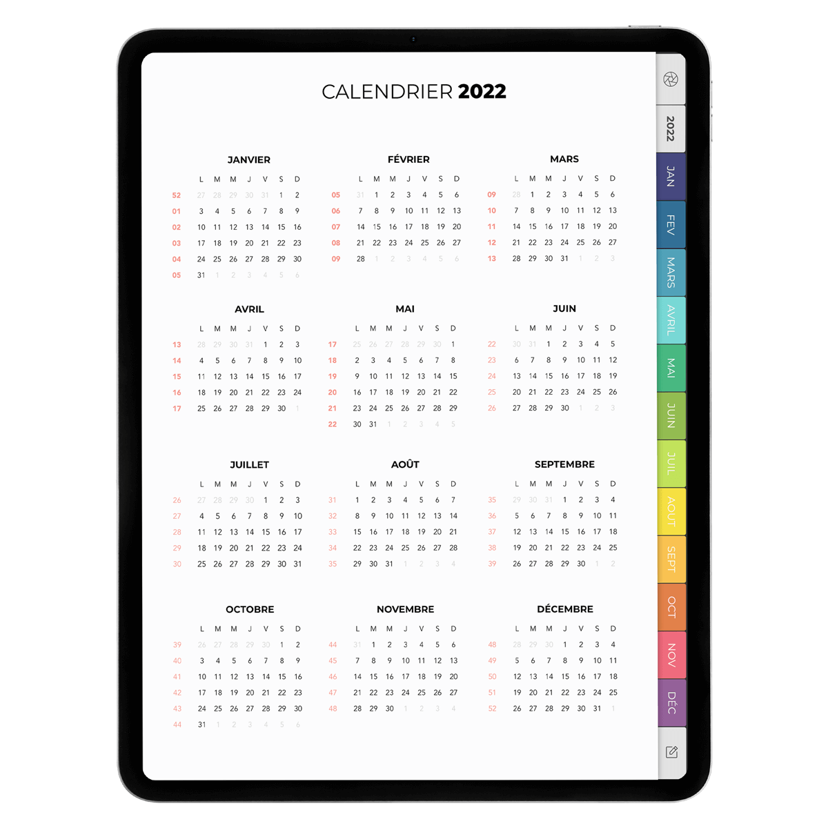 calendrier annuel digital planner