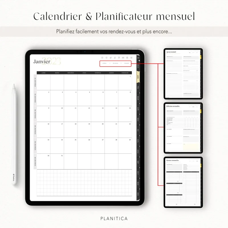 Luxury Planner Calendrier et planificateur mensuel