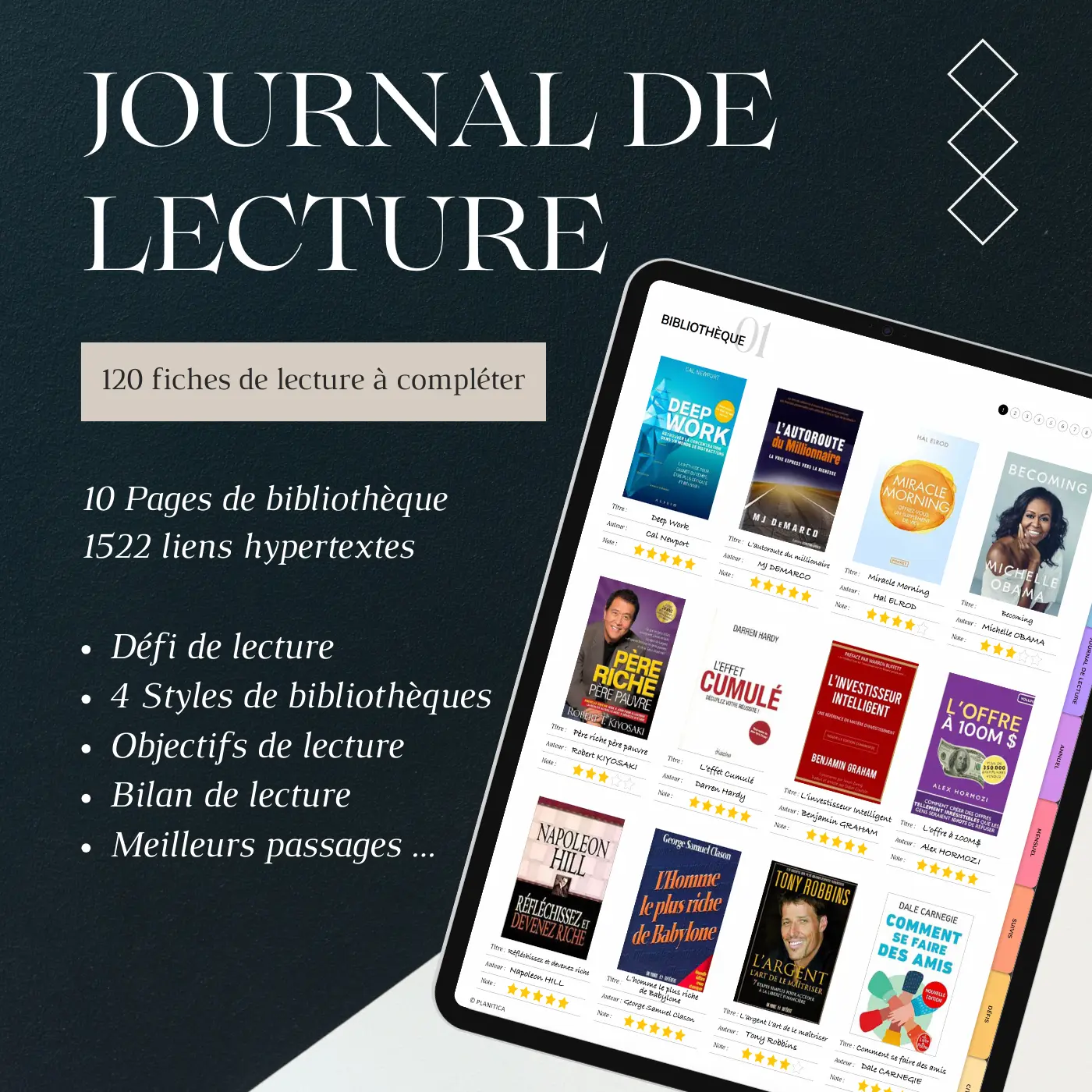 Journal de lecture - carnet suivi de livre