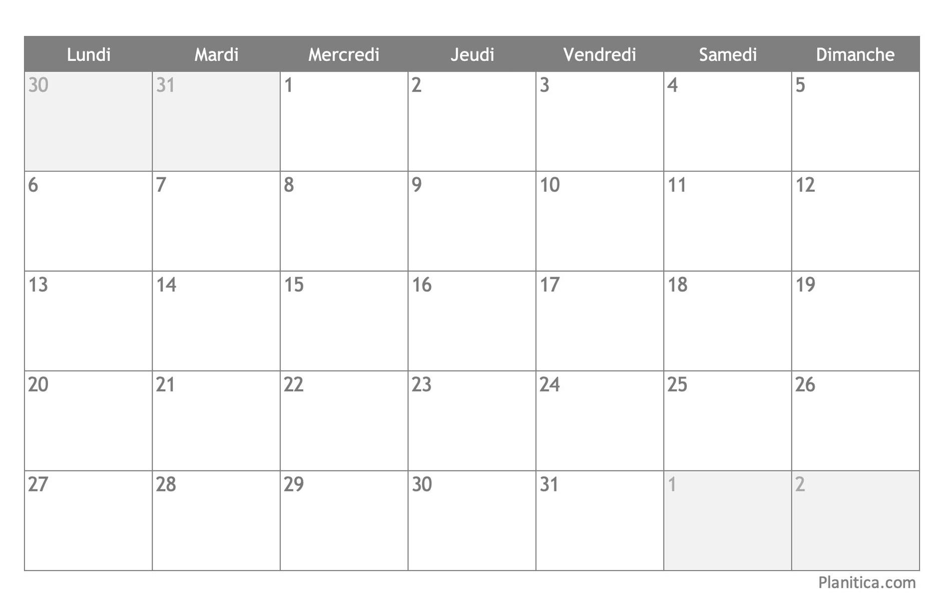 Calendrier 2025 à imprimer gratuit en pdf et excel